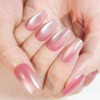 Ongles à presser carrés moyens effet œil de chat rose métallisé pailleté, sans colle, réutilisables, qualité salon, vente en gros