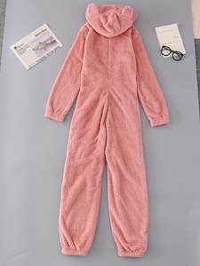 Combinaison en peluche pour femme, style élégant, capuche, couleur unie, manches longues, fermeture éclair, tissu tricoté pour adulte, toutes saisons, vêtements de maison - Product Image 4