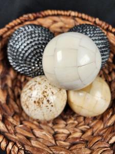 Décoration murale en mosaïque de résine et de nacre, style Art déco abstrait, boule de paysage ronde en acier inoxydable - Product Image 5