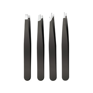 Kit de pinces à cils en acier inoxydable de marque privée avec poignée en diamant et pointe pointue emballage en boîte rose fibre de marque privée - Product Image 1