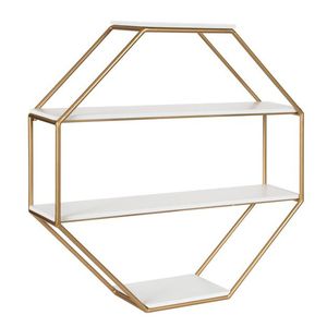 Modern Floating <b>Shelves</b> Floor Hexagon Wall Decor Floating Large Framed <b>Shelves</b> High Quality Metal & Marble Shelf - Product Image 1