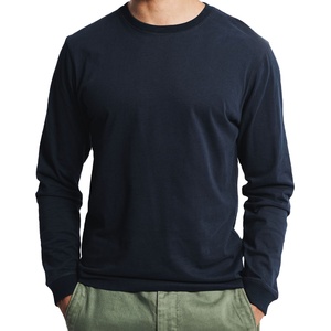 T-shirts décontractés à manches longues pour hommes, 100 % coton, tissu doux et respirant, col rond décontracté, manches longues, pour tous les jours, style streetwear - Product Image 1
