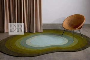 Tapis en laine de Nouvelle-Zélande 100% fait à la main de haute qualité en forme de rein Design ombragé taille personnalisée pour la maison, le hall et la cuisine - Product Image 3