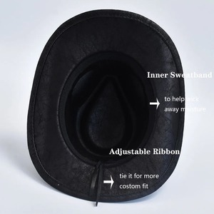 Sombreros de vaquero occidentales para hombre y mujer, sombreros de vaquera de cuero genuino Vintage para caballero, sombreros de Jazz para hombre hechos a medida - Product Image 6