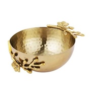 Fantaisie Décoratif Rond Martelé En Acier Bol Feuille D'or Vaisselle De Mariage Salade Mélange De Fruits Utilisation Jetable Avec Assiette Bol