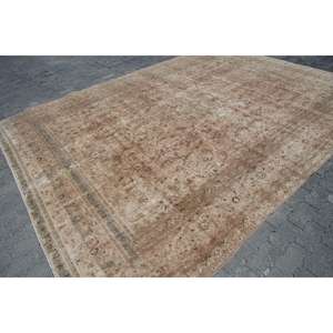 Tapis turc vintage, tapis surdimensionné de 9,2 x 12,4 pieds, tapis brun style sud-ouest - Product Image 3