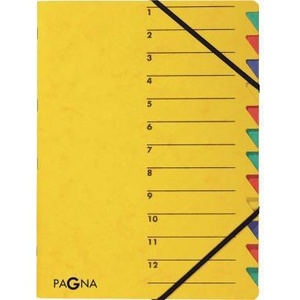 PAGNA Easy DIN <b>A4</b> 225g/m Yellow Pressed Chipboard File <b>Folder</b> with Multicolored 12 Compartments - Product Image 1