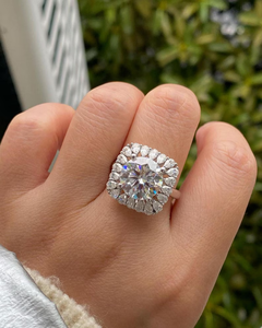 IGI Certify Round Cut Lab Grown <b>Diamond</b> <b>Ring</b> Engagement <b>Ring</b> Pear Cut Halo Style Wedding <b>Ring</b> in 14K White Gold For Women's - Product Image 5