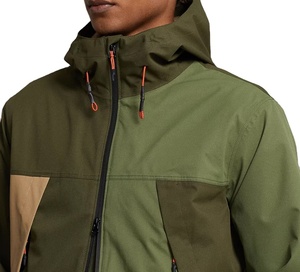Chaqueta cortavientos impermeable de invierno con bloques de color verde con capucha de secado rápido transpirable ecológico informal - Product Image 5