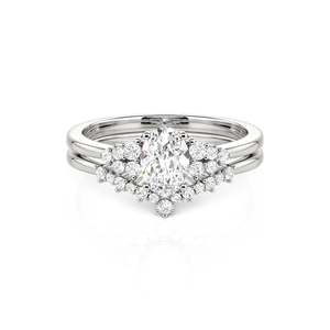 Jeulia Oval Cut Cluster <b>Bridal</b> Ring <b>Set</b> 2Pcs Sterling Silver Wedding <b>Jewelry</b> - Product Image 1