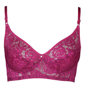 Women's Fancy Rose <b>Bra</b> - Maroon - Product Image 1