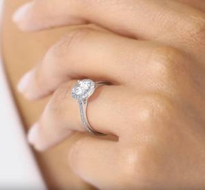 Anillo de compromiso y boda de diamante cultivado en laboratorio de corte ovalado, Joyería de diamantes de oro blanco rosa amarillo de 10K - Product Image 5