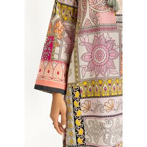 Conjunto Coordinado Estilo Bohemio de Algodón y Viscosa IPST-55247, Tela Crepé Estampada, Mangas Tres Cuartos para Primavera/Verano - Product Image 1