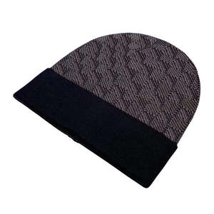 Gorro de Invierno de Lana 100% de Alta Calidad, con Logotipo Bordado, Diseño a Cuadros, Gorro de Punto - Product Image 1