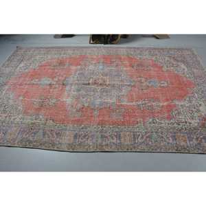 Vintage Turkish Rug 5.8x9.4 ft, <b>Red</b> Floral <b>Wool</b> Rug - Product Image 3