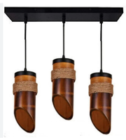 Lampe suspendue en bambou faite à la main de style rétro pour le foyer, lampe en rotin pour le salon, lampe design pour le hall