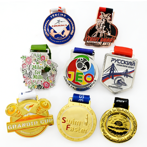 Concevez votre propre médaille en alliage de zinc 3D dorée pour le marathon, médailles de récompense, gravure au laser, formes créatives, rubans personnalisés - Product Image 1