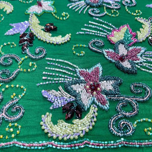 ผ้าทูลผ้าฝ้ายปักด้วยมือเป็นมิตรกับสิ่งแวดล้อมผ้าโปร่ง100% ปักด้วยมือสไตล์ไขว้แบบ120 "ความกว้างของนักออกแบบที่เป็นมิตรกับสิ่งแวดล้อม - Product Image 1