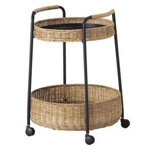 Chariot de service en rotin de qualité supérieure avec cadre solide, détails tissés attrayants et charme rustique pour une utilisation divertissante à l'intérieur - Product Image 5