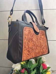 Handmade New Design Carving Tooling Sling <b>Bag</b> for <b>Women</b> Real Leather Stylish Hand Tooled Handbag with Letter Decoration - Product Image 2