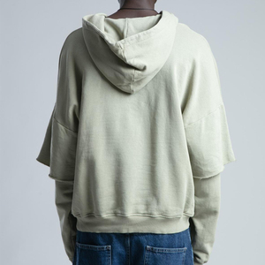 Streetwear Acid Wash Sudaderas con capucha de doble manga para niños 100% Material de algodón French Terry Sun Faded Acid Wash Hoodie - Product Image 4
