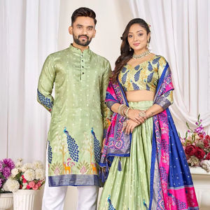 Dola Silk LOVE BIRDS Reversible Casual Wedding Lehenga Choli Loose Fit All Seasons Venta al por mayor Ropa India pakistaní - Product Image 1