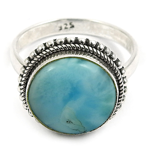 Cadeau d'anniversaire délicat pour elle Bague classe en argent sterling 925 avec pierres précieuses en larimar naturel pour cadeau d'anniversaire Bijoux faits à la main Inde - Product Image 5