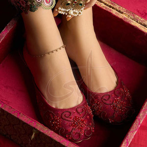 Light Weight Summer Red Suede Velvet Slip-On Comfortable Faux Leather Lining High Quality <b>Khussa</b> - Product Image 2