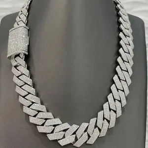 Anant Jewels 14 MM European and American Hip Hop Fine Jewelry Full Diamond Rhombus Cuban Chain Men's Necklaces Supplier Price