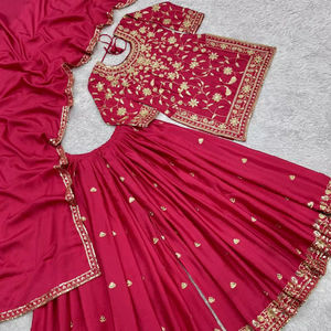 Haute qualité pur Chyon soie Salwar costume lourd broderie séquence travail traditionnel indien et pakistanais vêtements pour les fêtes - Product Image 1