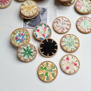 ชุดที่รองแก้วหวายและเซรามิกแฮนด์เมด4ชิ้นผลิตภัณฑ์ที่เป็นมิตรต่อสิ่งแวดล้อมทำจากของตกแต่งโต๊ะในเวียดนามขายส่ง - Product Image 5