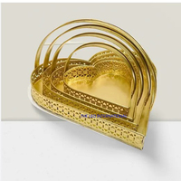Cesta de Armazenamento de Metal Redonda para Presentes, Design Elegante, Cor Dourada, Cesta de Presentes com Alça da Índia