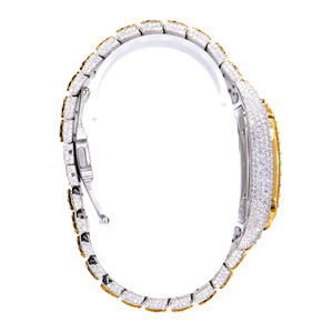 Montre unisexe en acier inoxydable avec cadran en verre, quartz, tendance, sertie de moissanite - Product Image 4