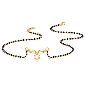 Collar con Colgante de Mangal Sutra de Doble Aro en Oro de 18K con Cadenas para Mujer, Diseño Minimalista para Uso Diario - Product Image 3