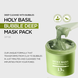 <span class=keywords><strong>Masque</strong></span> Profond <span class=keywords><strong>à</strong></span> la Bulle de Basilic Sacré avec Complexe Apaisant - <span class=keywords><strong>Masque</strong></span> Purifiant Doux et Oxygénant <span class=keywords><strong>à</strong></span> l'Argile pour les Pores, Peaux Sensibles (90g) - Product Image 4