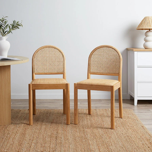 เก้าอี้รับประทานอาหารที่ทันสมัยในช่วงกลางศตวรรษที่เป็นไม้เนื้อแข็งพนักพิงหวายธรรมชาติสำหรับรับประทานอาหารที่บ้านและร้านอาหารเก้าอี้ - Product Image 4