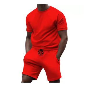 Tenues hommes décontracté pull rabattu contraste couleur personnalisée à manches courtes contraste couleur Shorts ensemble athlétique hommes Shorts ensemble - Product Image 2