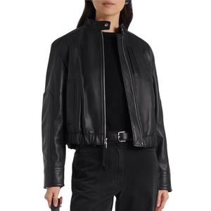 Chaqueta de Cuero Genuino para Mujer de Primera Calidad OEM, Chaqueta Bomber Transpirable, Corta, con Cremallera, Duradera, Acabado Personalizado en Nurak - Product Image 1