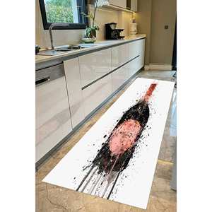 Tapis imprimé bouteille de champagne - Design aquarelle moderne, antidérapant, cuisine et cadeau, tapis doux non tissé - Product Image 3