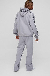 Ensemble de survêtement pour homme, décontracté, ample, streetwear, de haute qualité, couleur unie, impression de logo personnalisée, survêtement évasé pour homme - Product Image 3