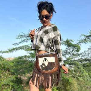 Nouveau Style occidental cheveux sur cacher fourrure en cuir véritable frange sacs haute qualité Boho Style femmes en cuir véritable frange sacs à bandoulière - Product Image 1