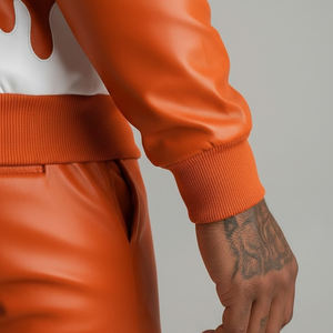 Ensemble de survêtement en cuir pour homme à prix avantageux, nouveau design, léger, impression de logo personnalisée, vêtements décontractés, survêtements en cuir pour homme - Product Image 5