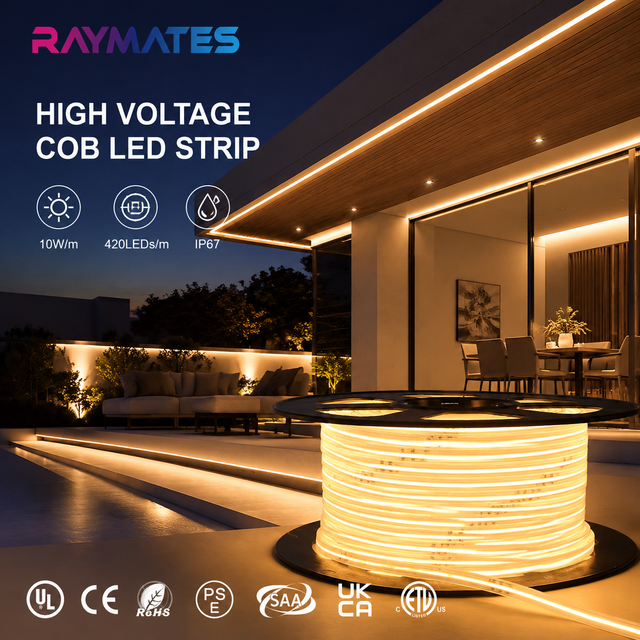 220V 110V Cob Strip Light 50 Meter High Brightness 4000K High Voltage CRI90 COB LED Street Light White Cob Led IP67 Waterproof