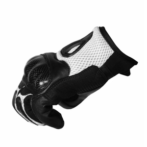 New Men's Short Carbon Fiber Motorcycle Auto Racing Gloves Printed White Black Leather Mesh for Winter Customizable Team Name - Product Image 4