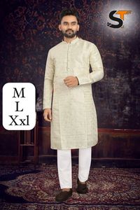 Jacquard de port occasionnel avec cravate Pintex Work Kurta Pajama World Wide Exportateur et fournisseur de Surat au taux le plus bas - Product Image 5