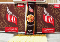 Pâtes Spaghetti RAZ Premium 500g de blé dur 1.2-1.6mm, délicieuses et dorées, en vente flash |   Emballage en boîte |   Meilleur prix B2B |   Exportateur égyptien