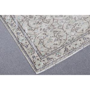 พรมลายตุรกีขนาด 3x6.9 ฟุต พรมวินเทจ สีเทา-น้ำเงิน ลายต้นไม้และพืช พรมขนสัตว์ - Product Image 4