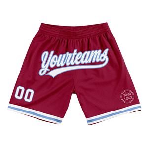 Industrie Direct Engro Sportswear Short de basket-ball personnalisé bordeaux blanc-bleu clair authentique Short de basket-ball rétro - Product Image 1