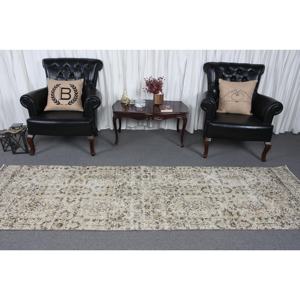 Alfombra Turca de 2.9x9.8 pies, Alfombra Vintage con Diseño Floral Marrón - Product Image 2