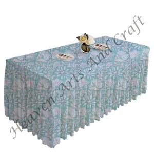 Nuevo producto de tendencia 2025, mantel plisado rectangular con estampado de bloque de mano, cubierta de mesa de tela de algodón con estampado de bloque de mano Floral indio - Product Image 4